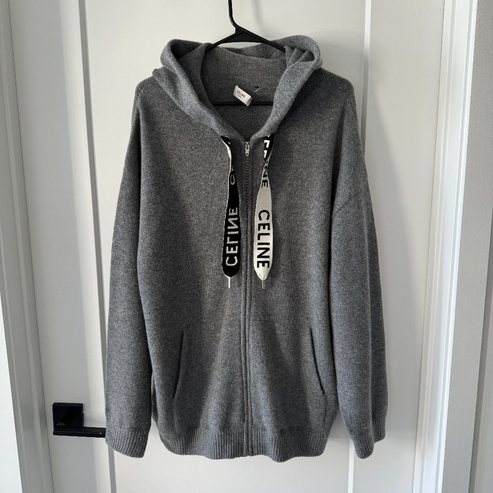 CELINE Oversized Logo-Print Wool and Cashmere-Blend Zip-Up Hoodie